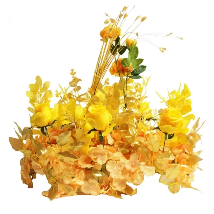 aranjament floral pentru masa din flori artificiale din matase, culoare galben