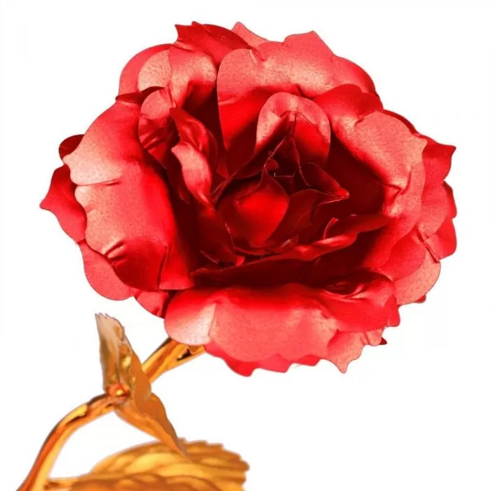 trandafir rosu suflat cu aur baza love